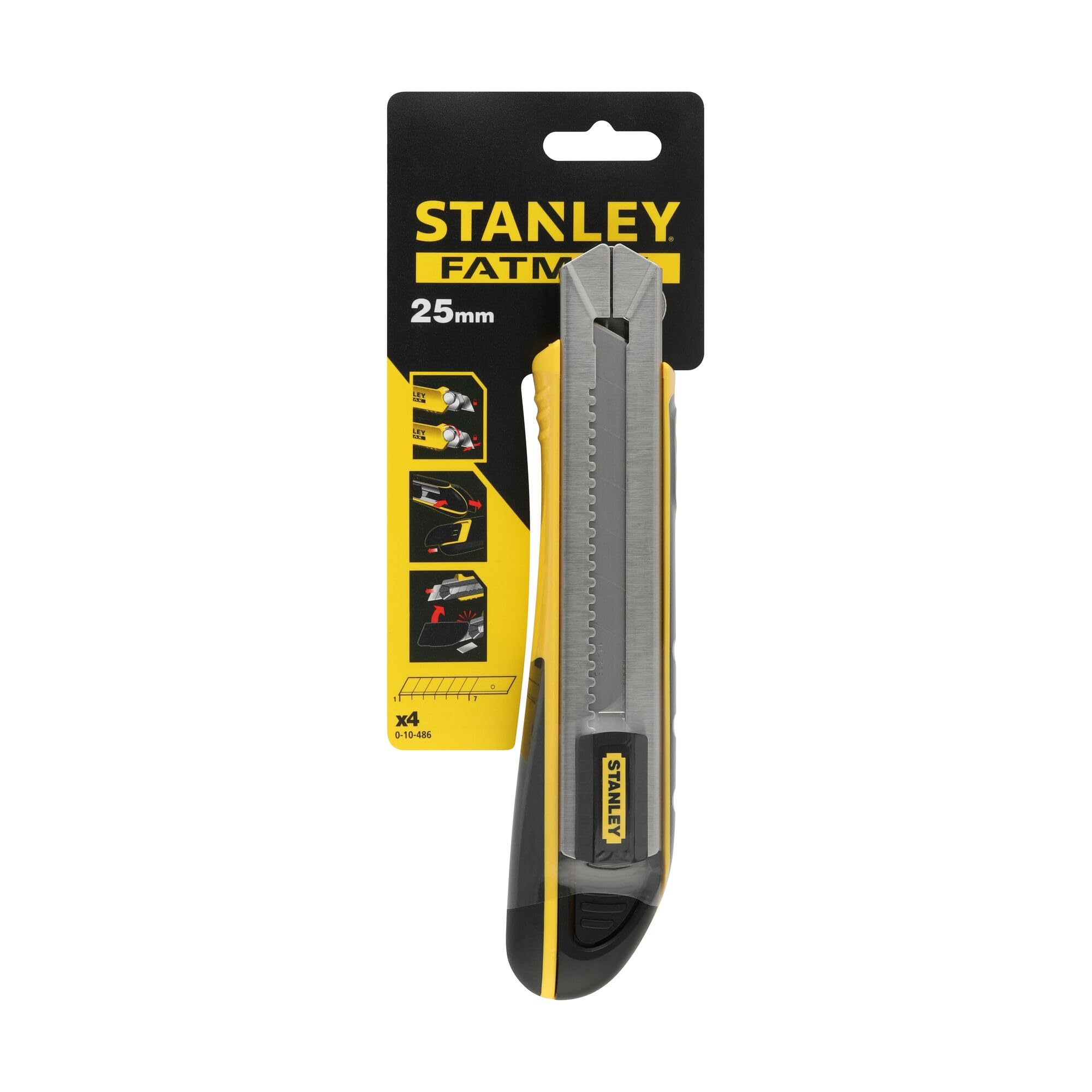 Stanley 0-10-486 Snap Off knife with magazine, Silver/Yellow
